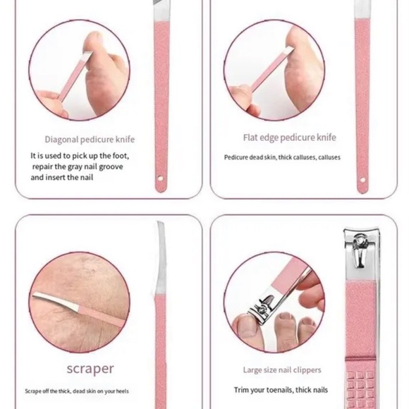 18pcs Nail Clippers Rose Gold Exfoliating Stainless Steel Set - Picture 5 of 8